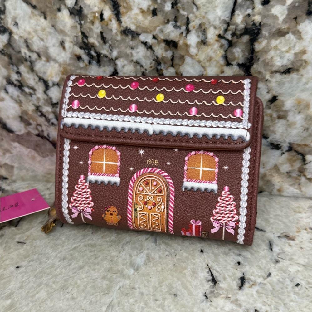 NWT Betsey Johnson Gingerbread House Baking Spirts Bright Wallet Sold Out